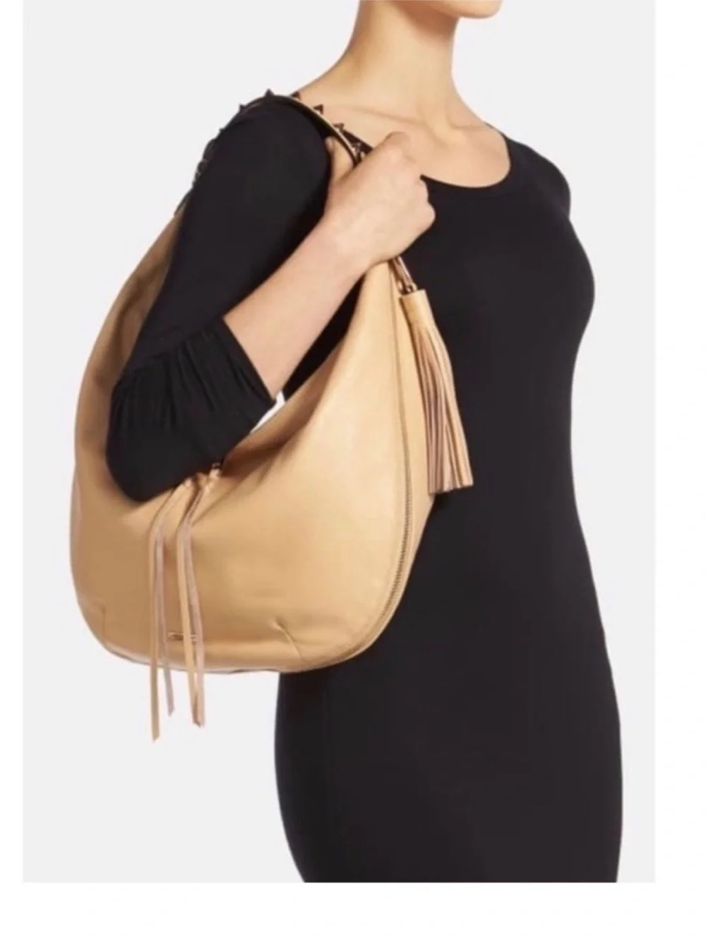 Rebecca Minkoff Tan Leather Bailey Tassel Hobo Bag